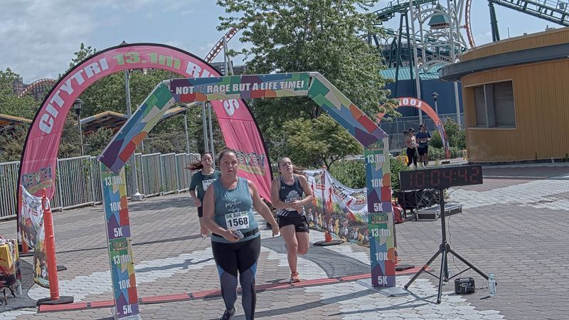 Running image for nicole petrie in brooklyn beach half marathon 10k 5k 2023 june 04