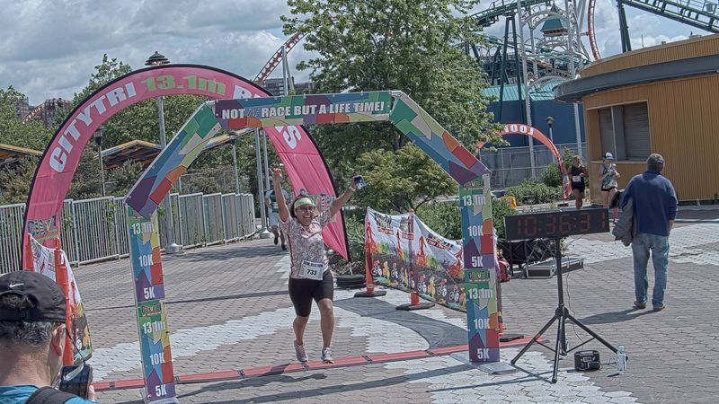 Running image for roxana dolores in brooklyn beach half marathon 10k 5k 2023 june 04
