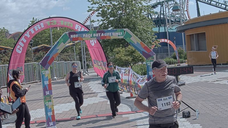 Running image for serina agosta in brooklyn beach half marathon 10k 5k 2023 june 04