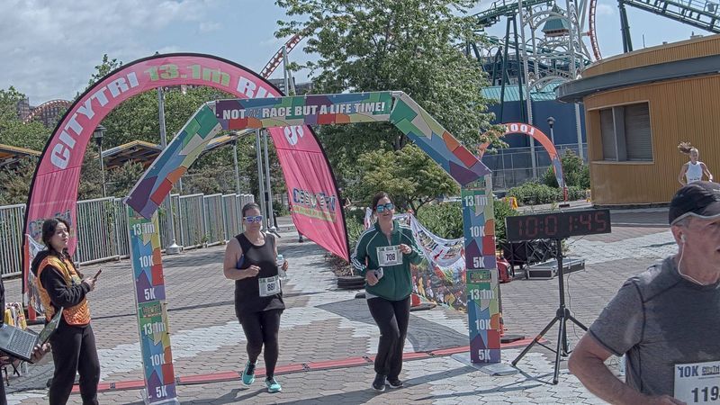 Running image for serina agosta in brooklyn beach half marathon 10k 5k 2023 june 04
