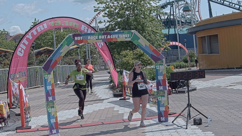 Running image for suzanne kirby in brooklyn beach half marathon 10k 5k 2023 june 04